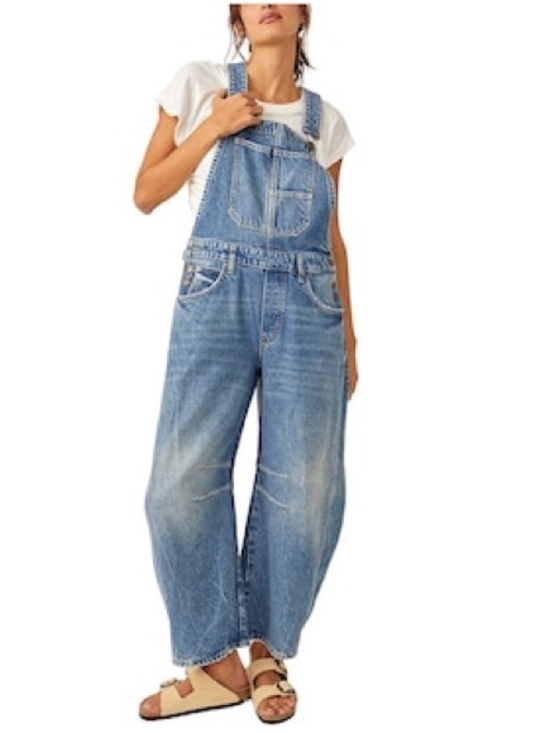We The Free Denim - Free People We The Free Good Luck Barrel Overalls XL NWT Ultra Light Beam Denim